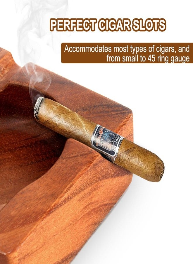 GESPERT Wooden Cigar Ashtray, 5.4" Square Ash Tray with 4 Slots Holder, Outdoor & Indoor Use, Modern Table Cigar Accessories for Men, Home Decor - Image 4